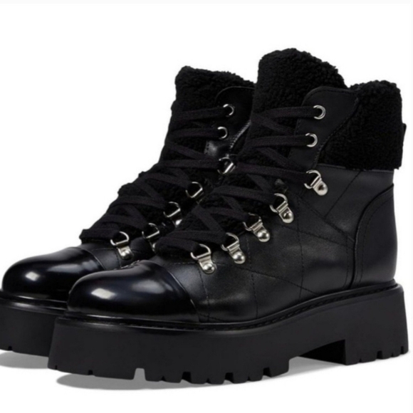 Steve Madden Reyen Black Leather Lace Up dhBoot (Women)Size 6.5 New in box. - Picture 8 of 13